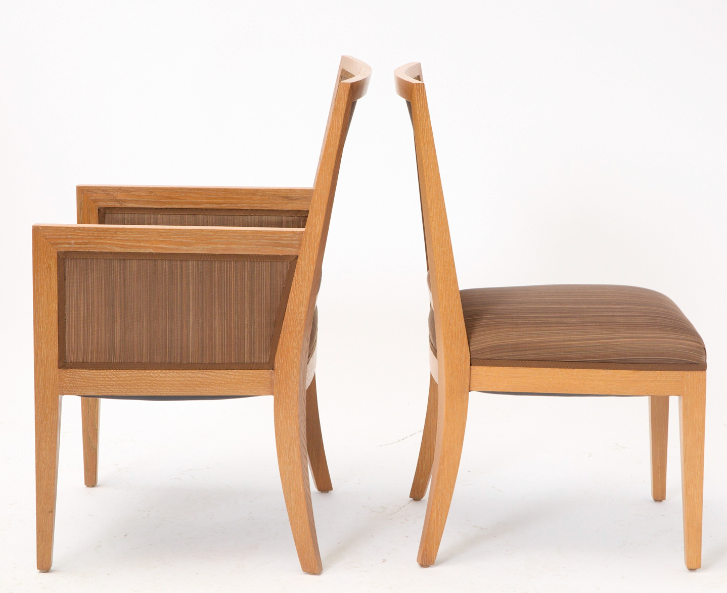 Set of Ten Upholstered Oak Dining Chairs In The Manner of Jean Michele Frank