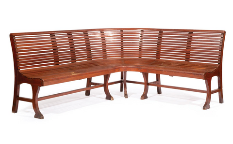 Slatted Back and Seat 'Ferry' Corner Bench With Shaped Legs