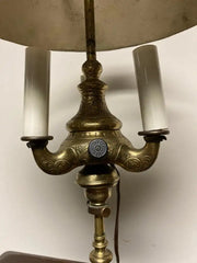 An Early 19th Century French Bouillotte Lamp with Green Tole Shade