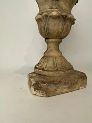 Pair 19th Century Neoclassical Style Italian Plaster Urns with Flame Finials