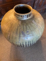 19th Century Japanese Green Glazed Ceramic Storage Jar, Large Scale
