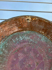 Moroccan Copper Charger With Etched Designs and Great Color