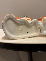 Pair of Antique English Staffordshire Glazed Ceramic Spaniels