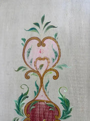 Italian Painted Four Panel Wood Screen Room Divider With Floral Decoration