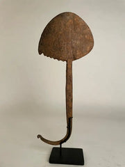 Pair of African Iron Bandaka Hoe Currency, Mounted on Custom Steel Bases