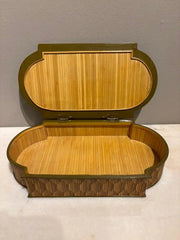 Anglo Indian Diamond Pattern Straw Work Box