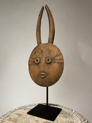 African Goli Style Tribal Mask Mounted on a Custom Steel Base