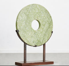 Large Green Jade Bi Disc Sculpture