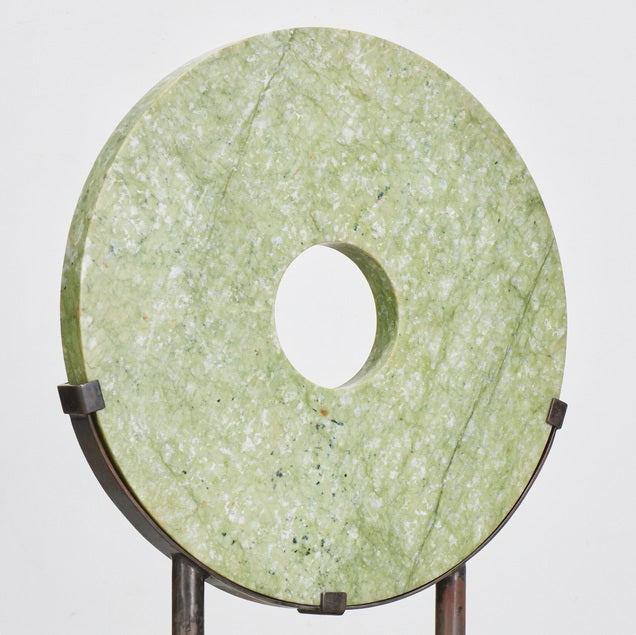 Large Green Jade Bi Disc Sculpture