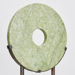 Large Green Jade Bi Disc Sculpture