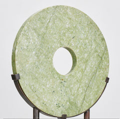 Large Green Jade Bi Disc Sculpture