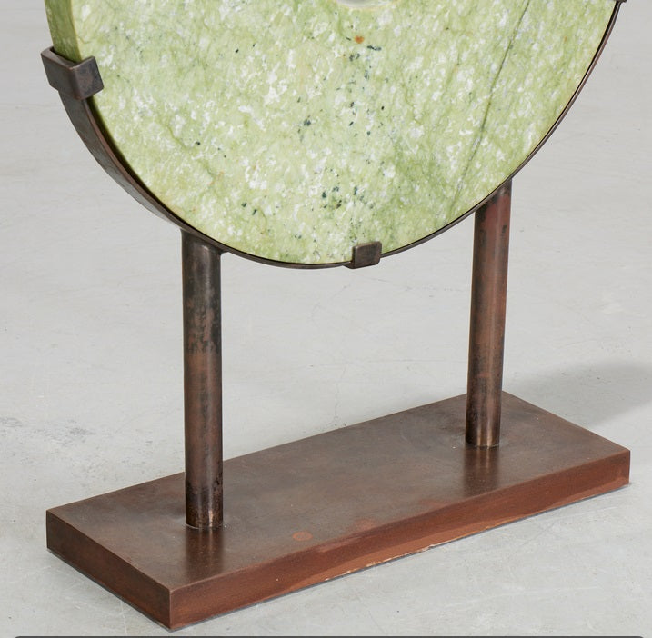 Large Green Jade Bi Disc Sculpture