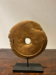 Neolithic Carved Stone Disc Mounted on a Steel Base 2-3000 BC