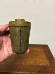 Early 20th Century Leather Dice Cup with 7 Dice Inset into the Top