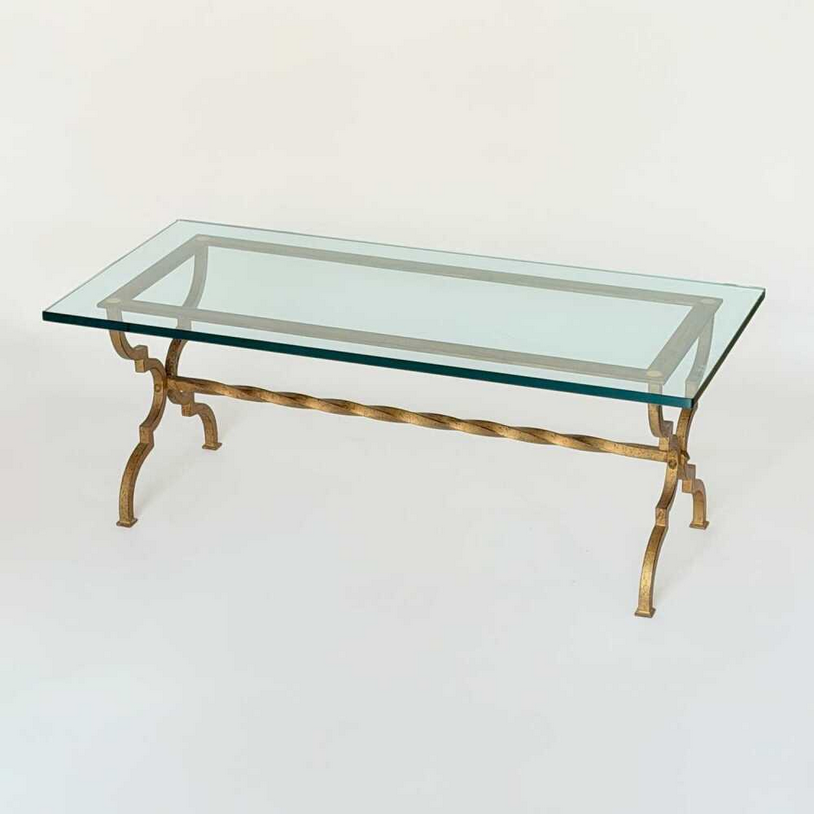 French Hand Forged Gilt Iron Coffee Table