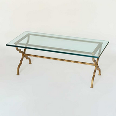 French Hand Forged Gilt Iron Coffee Table