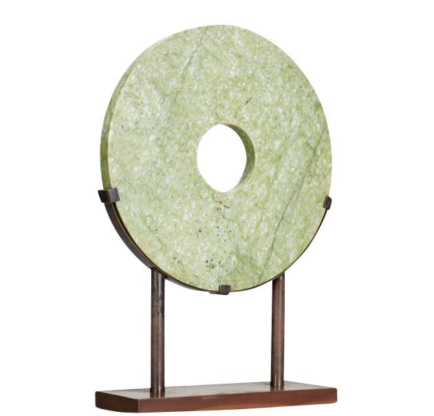 Large Green Jade Bi Disc Sculpture