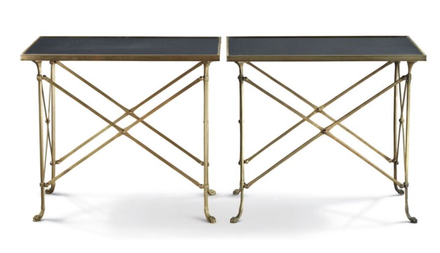 Pair of Gilt Bronze & Black Marble Side Tables in the Manner of Maison Jansen