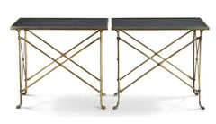 Pair of Gilt Bronze & Black Marble Side Tables in the Manner of Maison Jansen