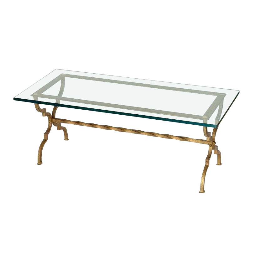 French Hand Forged Gilt Iron Coffee Table