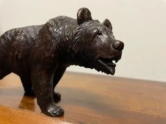 19th Century Swiss Black Forest Carved and Stained Walnut Bear