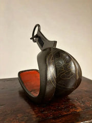 18th Century Japanese Silver Inlaid Iron Shogun Stirrup Abumi
