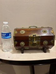 19th Century Chinese Rosewood Octagonal Box with Brass Mounts