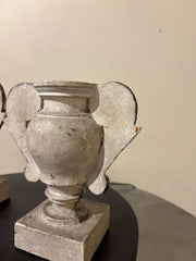 Pair 18th Italian Century Carved Silver Gilt Two Handled Urns