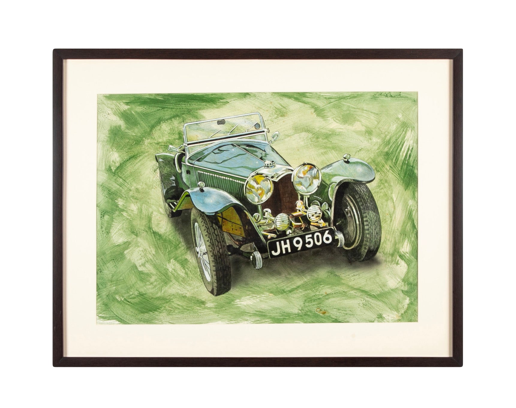 Original Signed Ink & Wash on Paper by American Automobile Artist Russell J. Von Sauers