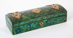 Late 19th Century Faux Malachite Painted Box with Brass Mounts