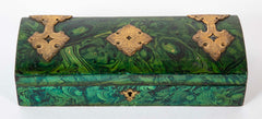 Late 19th Century Faux Malachite Painted Box with Brass Mounts