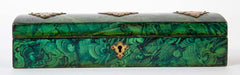 Late 19th Century Faux Malachite Painted Box with Brass Mounts