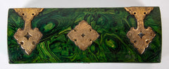 Late 19th Century Faux Malachite Painted Box with Brass Mounts