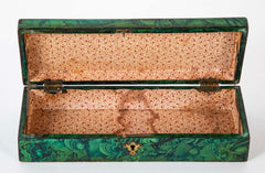 Late 19th Century Faux Malachite Painted Box with Brass Mounts