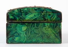 Late 19th Century Faux Malachite Painted Box with Brass Mounts