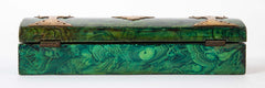 Late 19th Century Faux Malachite Painted Box with Brass Mounts