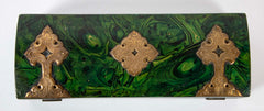 Late 19th Century Faux Malachite Painted Box with Brass Mounts