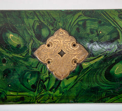 Late 19th Century Faux Malachite Painted Box with Brass Mounts