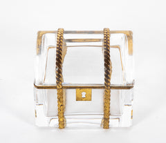 Murano Clear Glass Trunk Form Box with Bronze Mounts