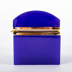 Mid-Century Domed Top Blue Opaline Box