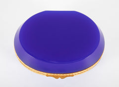 An Oval Mid 20th Century Blue Opaline Glass Box