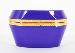 An Oval Mid 20th Century Blue Opaline Glass Box