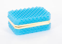 A French Turquoise Opaline Glass Box with Raised Bubbles