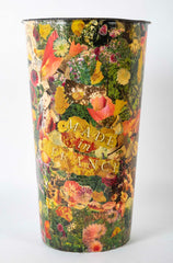 A French Enamel White Tin with Decoupage Decoration