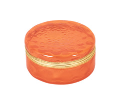 A Bright Orange Round Murano Glass Box