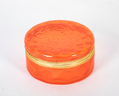 A Bright Orange Round Murano Glass Box