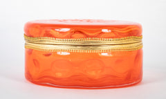 A Bright Orange Round Murano Glass Box