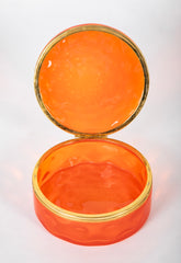 A Bright Orange Round Murano Glass Box