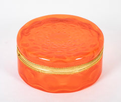 A Bright Orange Round Murano Glass Box