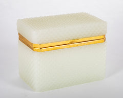 Mid-Century French White Opaline Glass Box